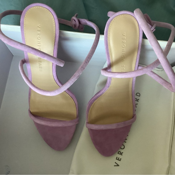 VERONICA BEARD SUEDE LEATHER MARCELINE ANKLE STRAP SANDALS ORCHID NIB SZ 8 - Picture 14 of 16